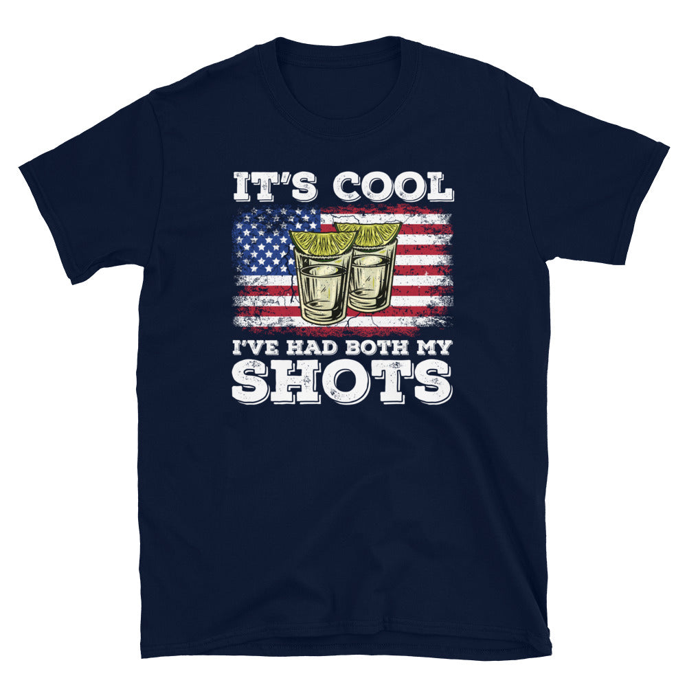 Acoustee Funny Drinking Tequila USA Flag Distressed T-shirt - Vaccinated T-shirt For Bourbon Lovers
